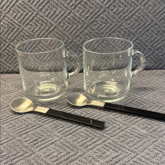 Nespresso Vertuo Glass Coffee Mugs, Small 2, with Spoons - Picture 2 of 6